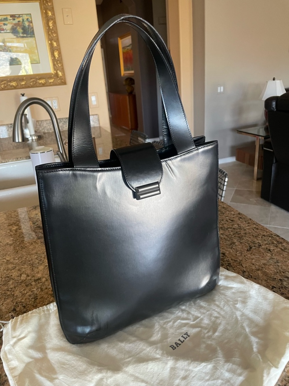 Bally Black Leather Shoulder Tote